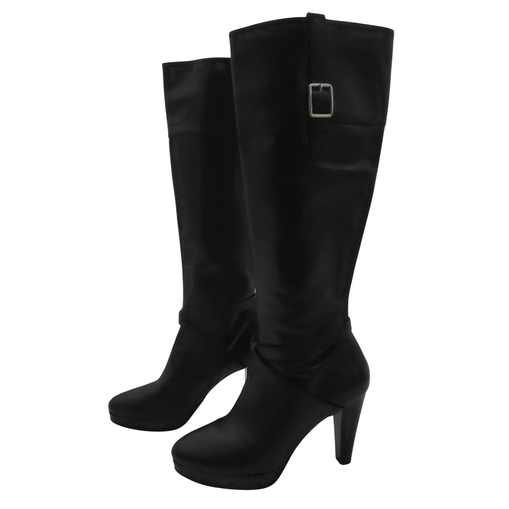 Cole Haan Black Leather Knee High Heeled Boots‎ Platform Size 7B